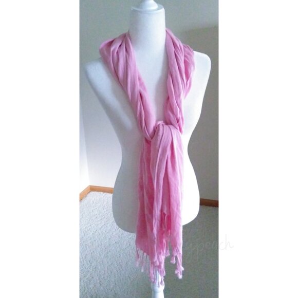 Apt 9 Fringed Scarf NEW Pink Shawl Wrap Classic Barbiecore Coastal Grandma Boho - Picture 3 of 10